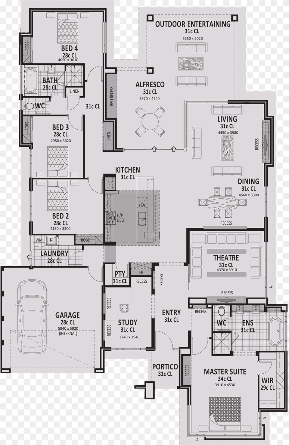 Arcadia 20 M Wide House Plans, Diagram, Floor Plan, Cad Diagram Free Png