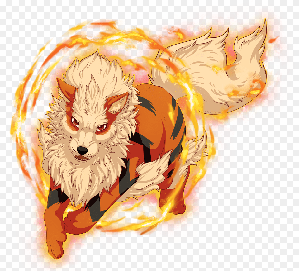 Arcanine Used Flame Charge And Fire Blast Arcanine Flames, Animal, Canine, Mammal, Fox Free Png Download