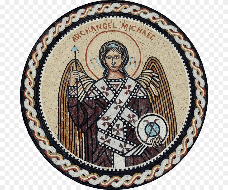 Archangel Saint Michael Mosaic Icon St Michael The Archangel Icon Circle, Home Decor, Art, Adult, Person Png Image