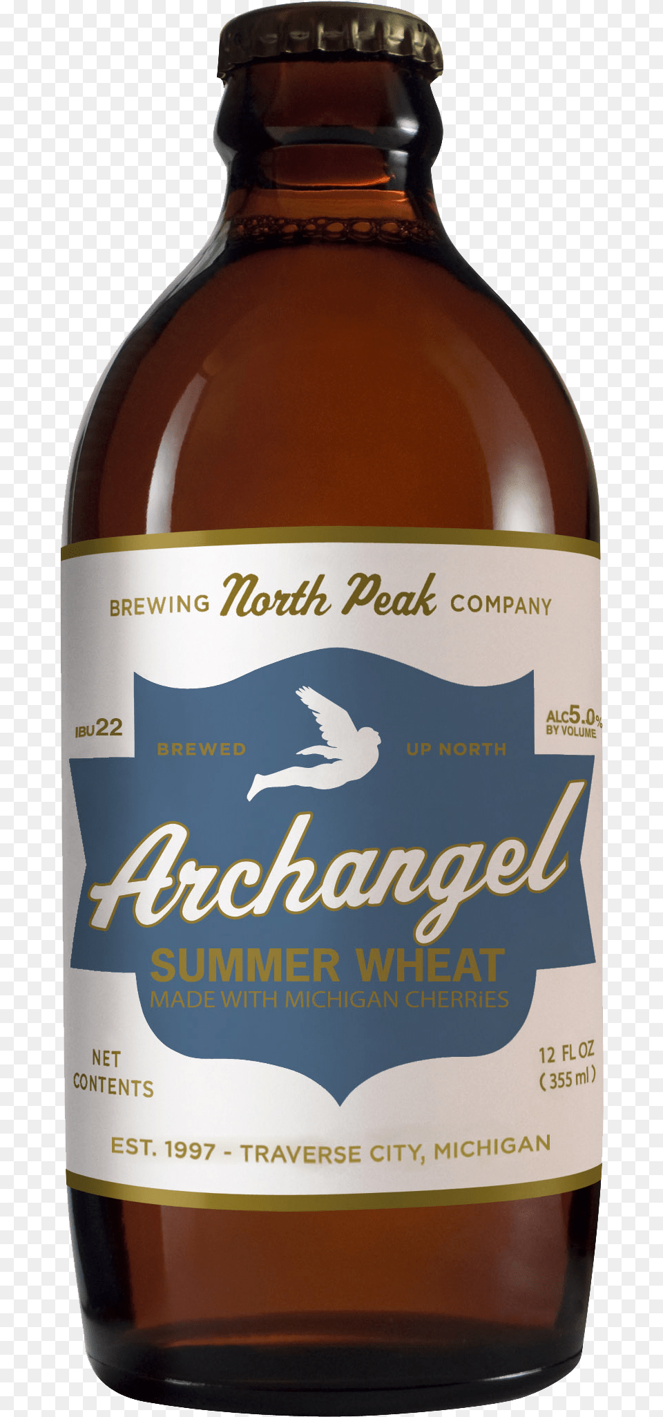 Archangel Summer Wheat North Peak Brewing Company, Alcohol, Beer, Beer Bottle, Beverage Png