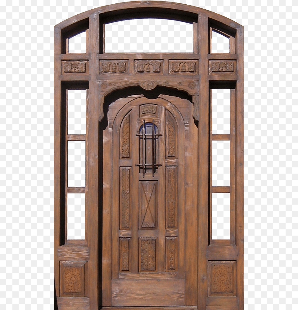 Arched Door With Transom Amp Sidelights Door, Wood, Arch, Architecture, Hardwood Png