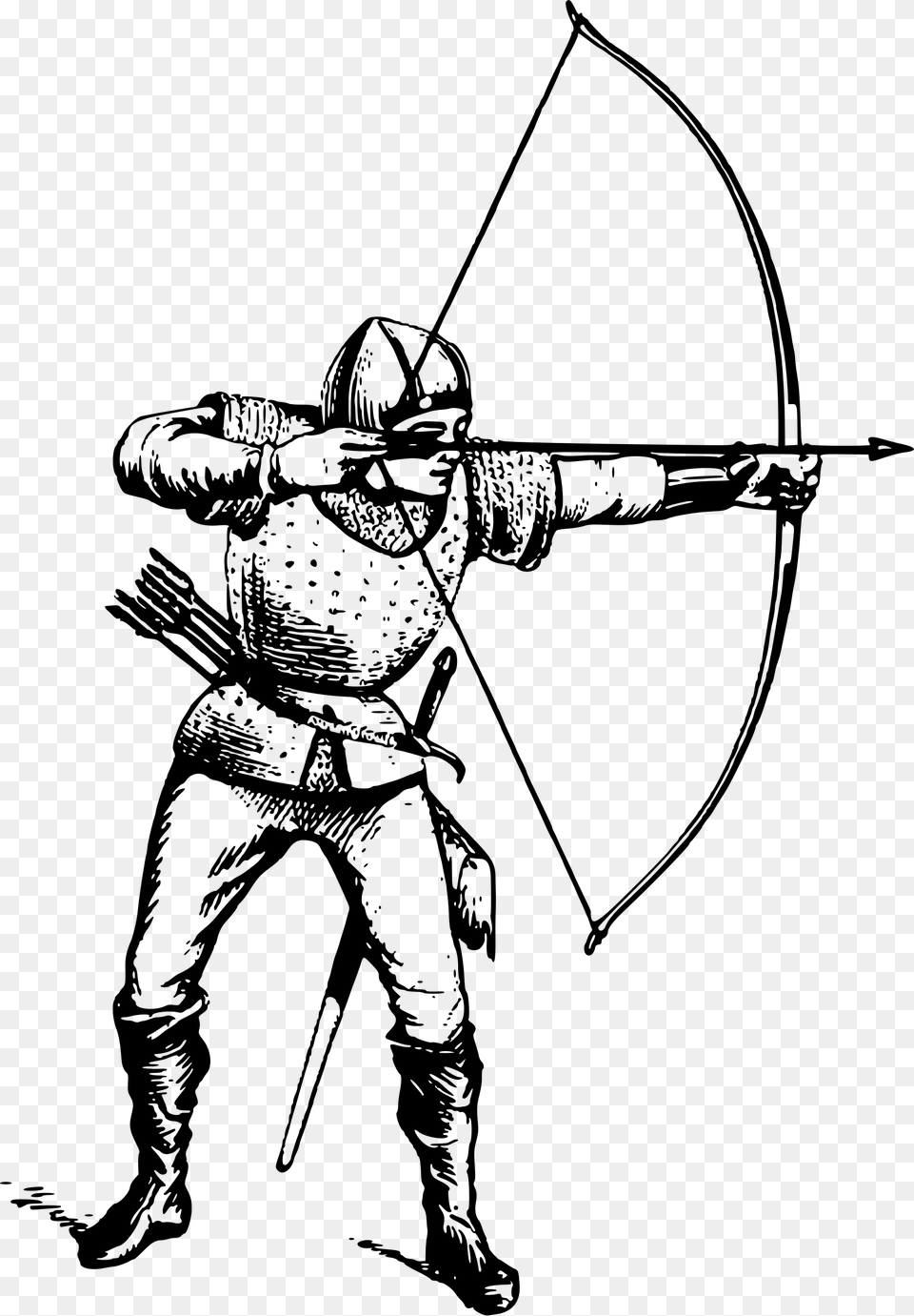 Archer 3 Clip Arts Longbow With Massed Disciplined Archery, Gray Free Png