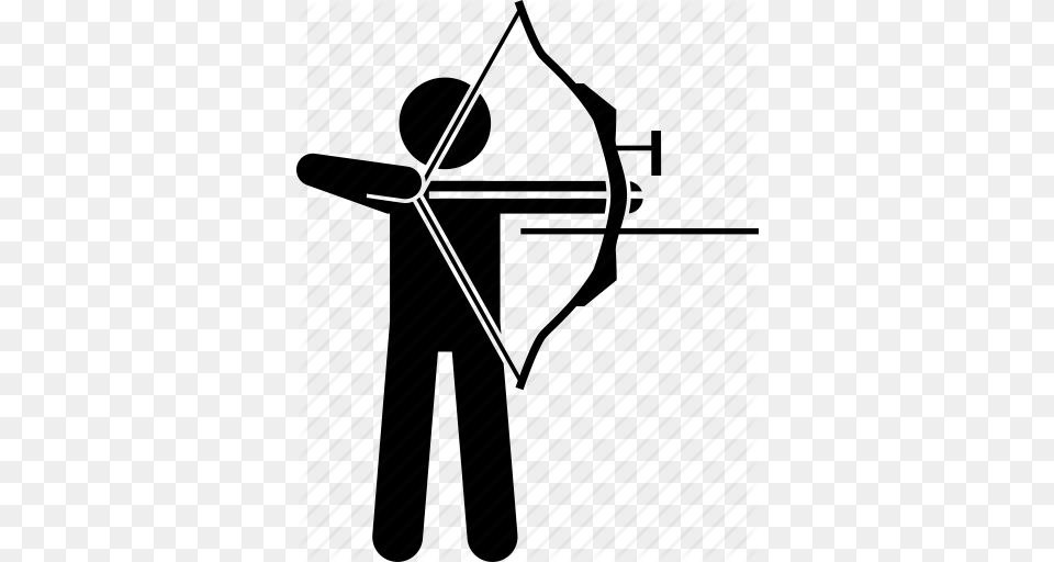 Archer Archery Arrow Bow Man Objective Icon, Sport, Weapon, Person Png Image