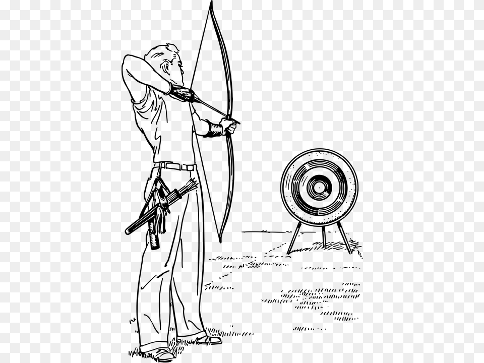 Archer Archery Arrow Bow Shooting Sport Bow And Arrow, Gray Free Transparent Png