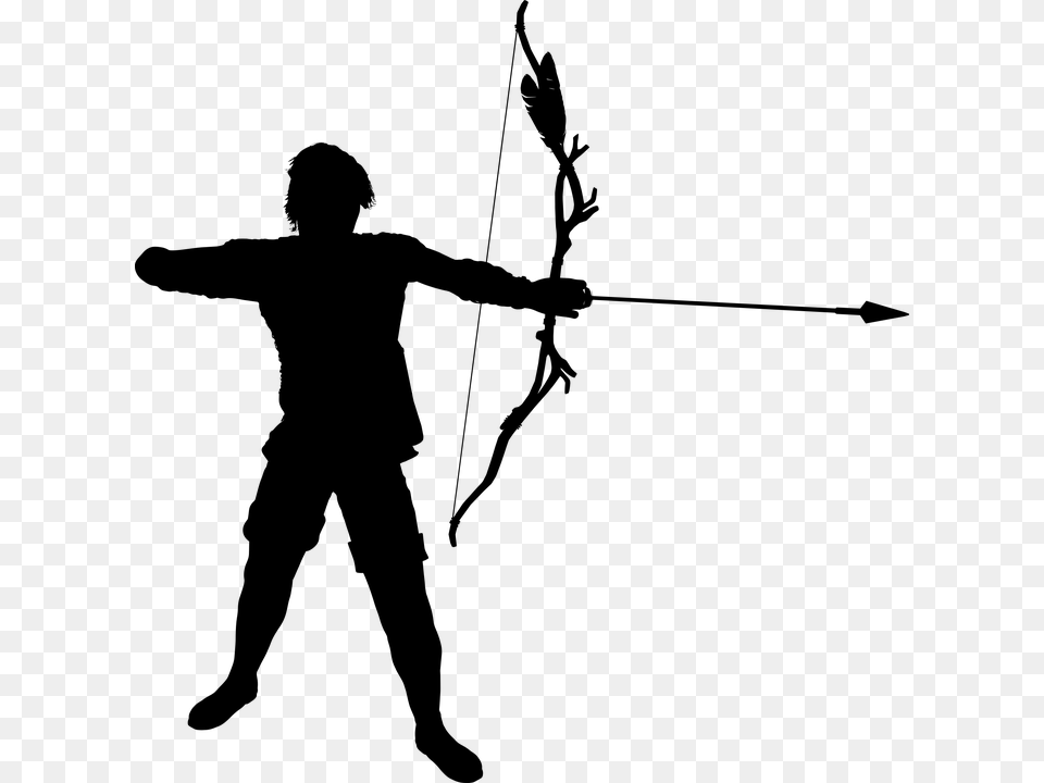 Archer Arrow Battle Bow Boy Combat Fighter Male Archery Clipart, Gray Free Png