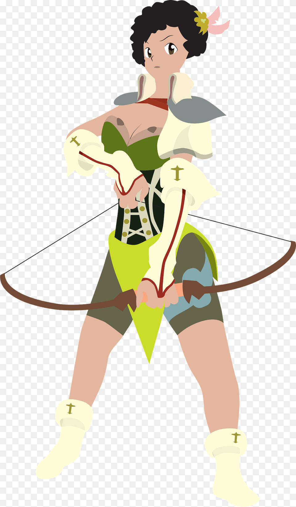 Archer Girl Clipart, Person, Face, Head, Weapon Png Image