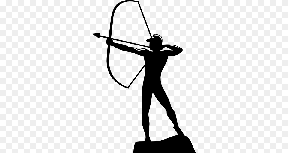 Archer In Dresden, Silhouette, Weapon, Archery, Bow Png Image