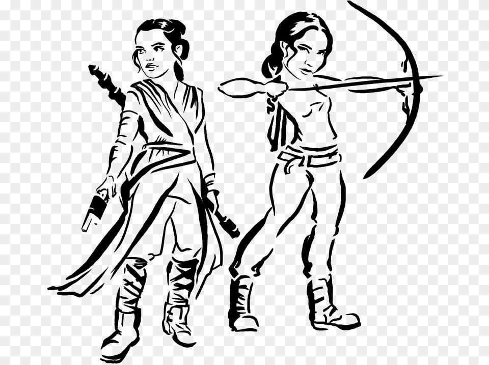 Archer Katniss Hunger Bow Games Drawing Arrow Hunter Bow And Arrow Drawing, Gray Free Png Download