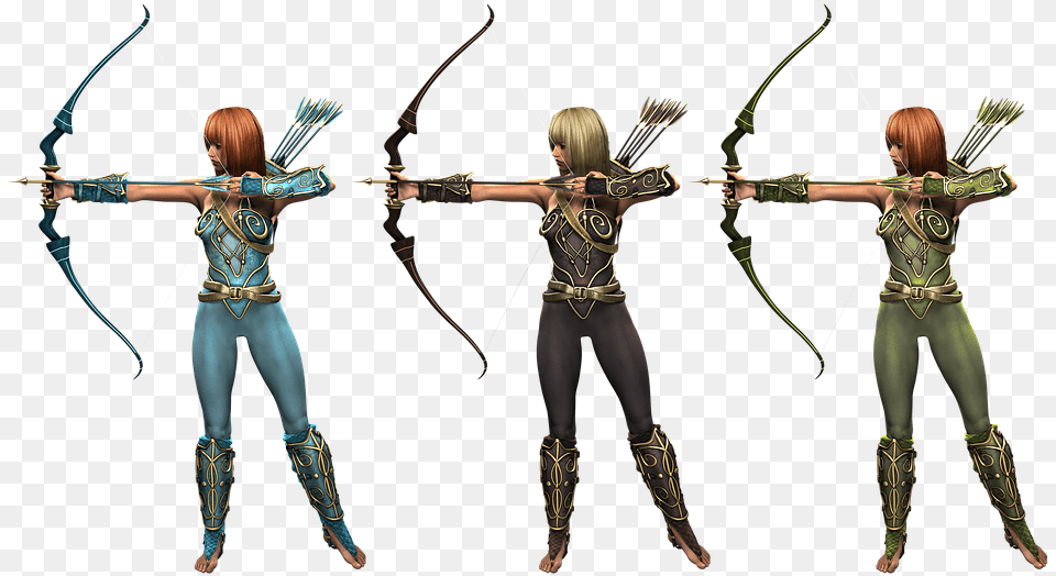 Archer Woman Fantasy Archery Costume Elf Arrow, Bow, Person, Sport, Weapon Free Png