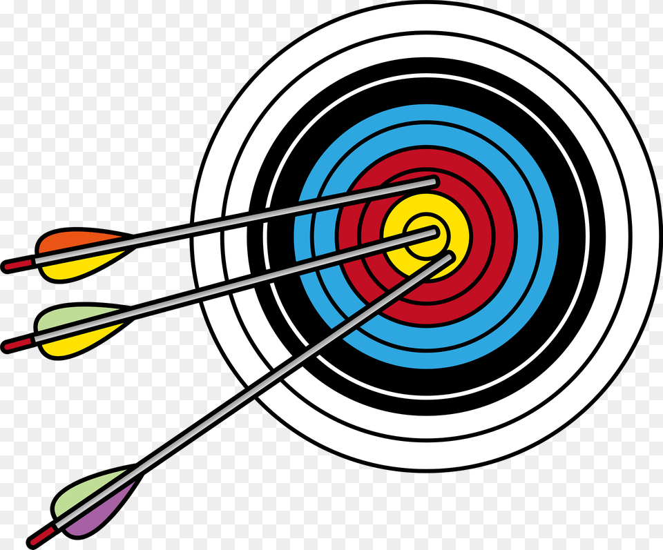 Archery Target With Arrows In Bullseye And Next Ring Clipart, Arrow, Weapon, Bow, Darts Free Transparent Png