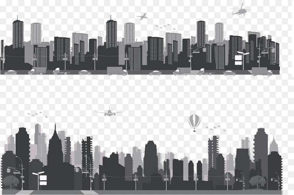 Architectural Engineering Skyline Building Silhouette Building Silhouette, City, Metropolis, Urban, Aircraft Free Png Download