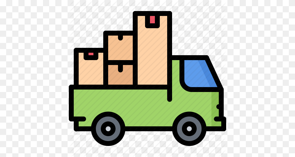 Architecture Box Estate House Logistics Real Truck Icon, Transportation, Van, Vehicle, Moving Van Free Png
