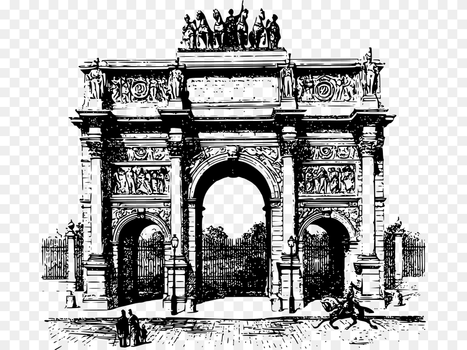 Arco Del Triunfo Europa Europeo Francia Francs Construction Arc De Triomphe, Gray Free Transparent Png