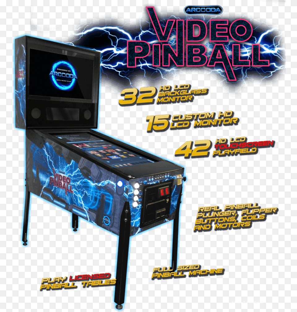 Arcooda Video Pinball Arcooda Pinball Arcade, Arcade Game Machine, Game Png