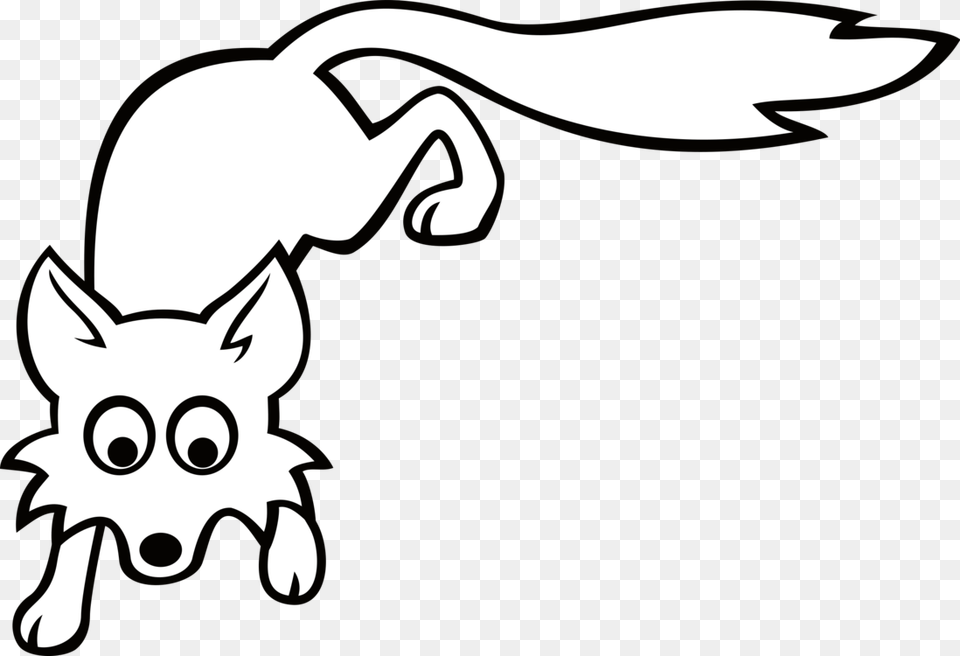Arctic Fox Drawing Download Black And White Line Art Free, Stencil, Baby, Person Png