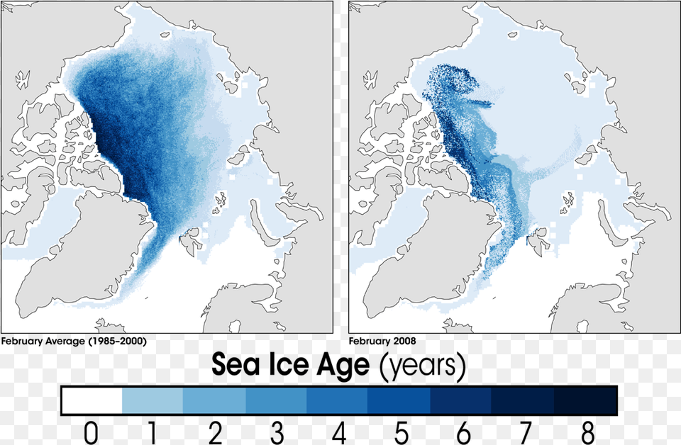Arctic Sea Ice Age2008 Average Arctic Sea Ice Age, Chart, Plot, Map, Outdoors Png