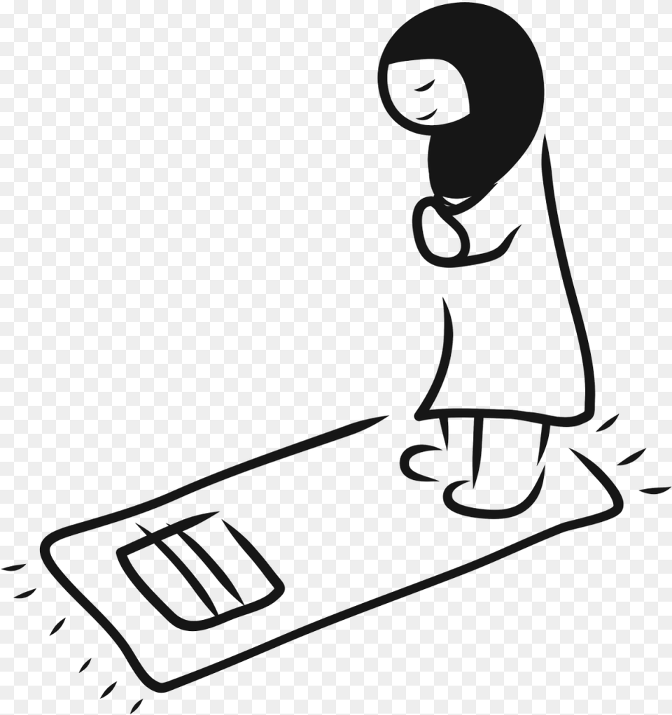 Are The Prayer Positions Different For Women Than Men Muslim Praying Cartoon Black And White, Electronics Png