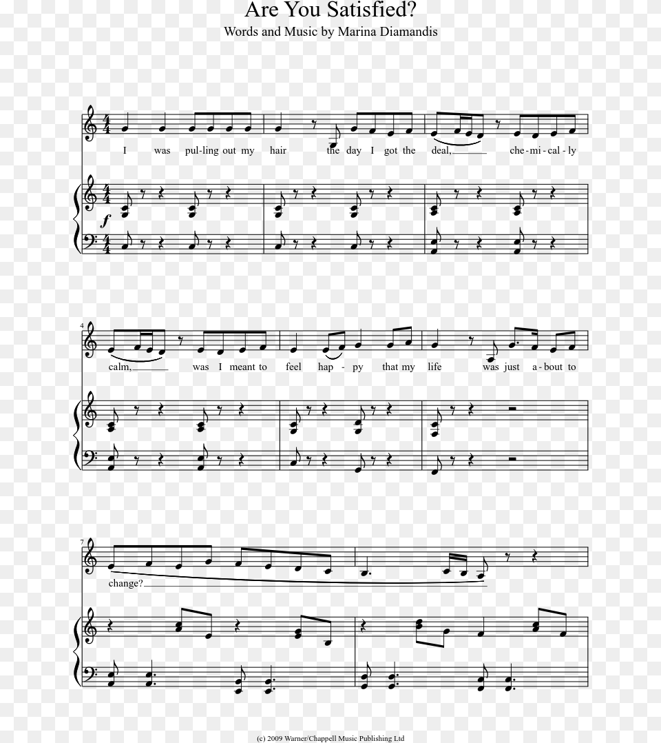 Are You Satisfied Sheet Music 1 Of 6 Pages Fairground Attraction Perfect Chords, Gray Png