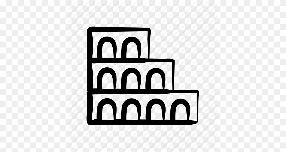 Arena Colosseum Hand Drawn History Italy Rome Ruins Icon, Shelf, Cabinet, Furniture Png Image