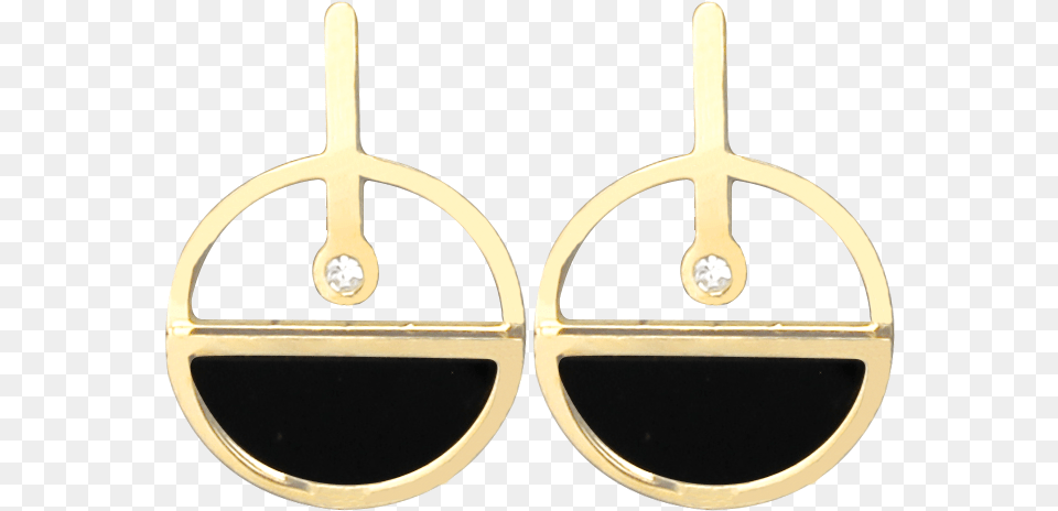 Arete Dorado Con Detalle Negro Y Piedrita Earrings, Accessories, Earring, Jewelry Png Image