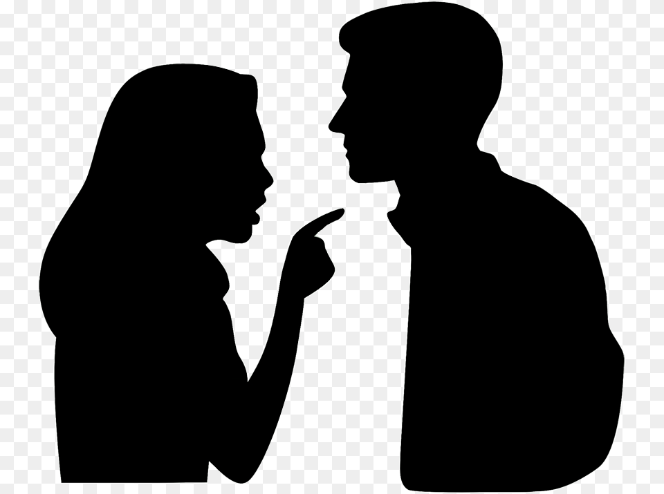 Argument Divorce Enabling Family Man And Woman Arguing Silhouette, Person, Adult, Male, Face Free Transparent Png