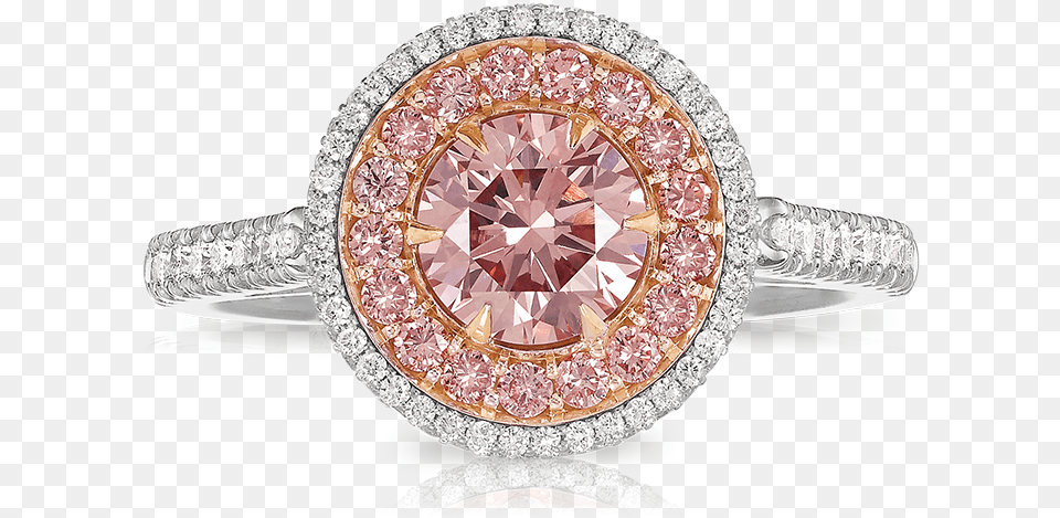 Argyle Pink Diamond Double Halo Vault Ring Ring, Accessories, Gemstone, Jewelry Png Image