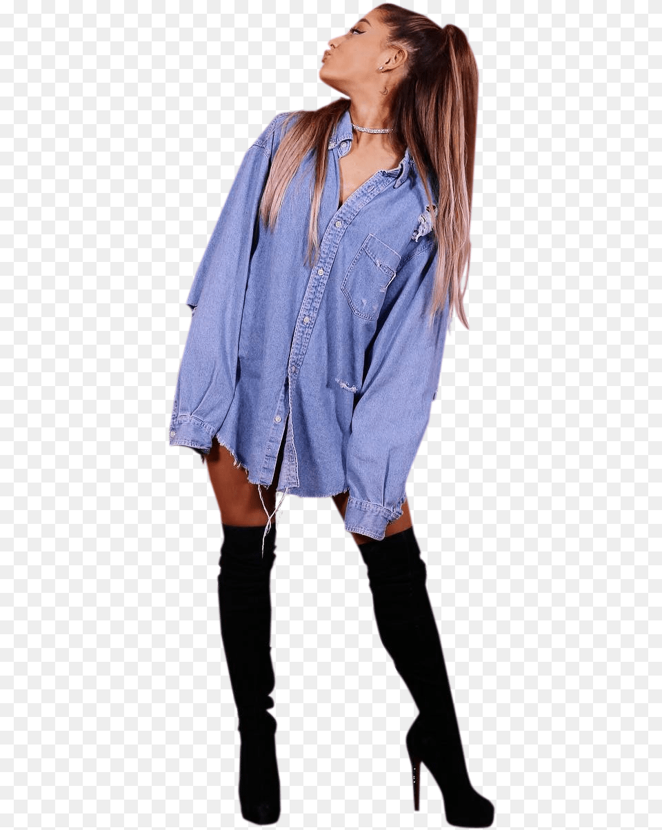 Ariana Grande Clipart Blue Ariana Grande Black Thigh Highs, Blouse, Clothing, Pants, Adult Png