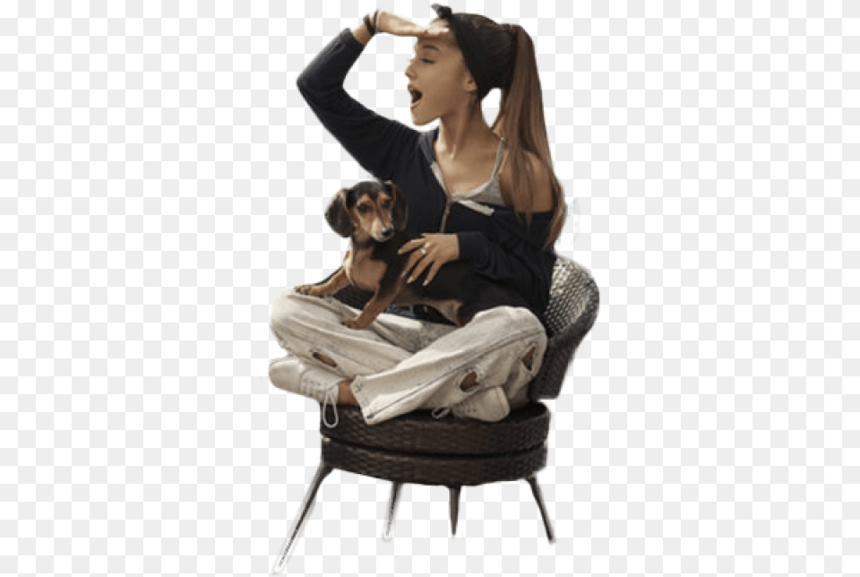 Ariana Grande Cuddling With A Cat Image Ariana Grande Sitting In Chair, Animal, Canine, Pet, Dog Free Transparent Png