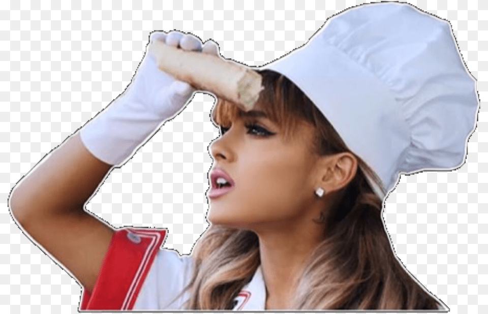 Ariana Grande Girl Sweet Overlay Edit Needs Ariana Grande Chef Hat Candy, Clothing, Face, Head, Person Free Png