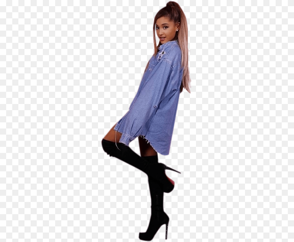 Ariana Grande In Blue Pullover And Ariana Grande, Blouse, High Heel, Footwear, Shoe Free Png