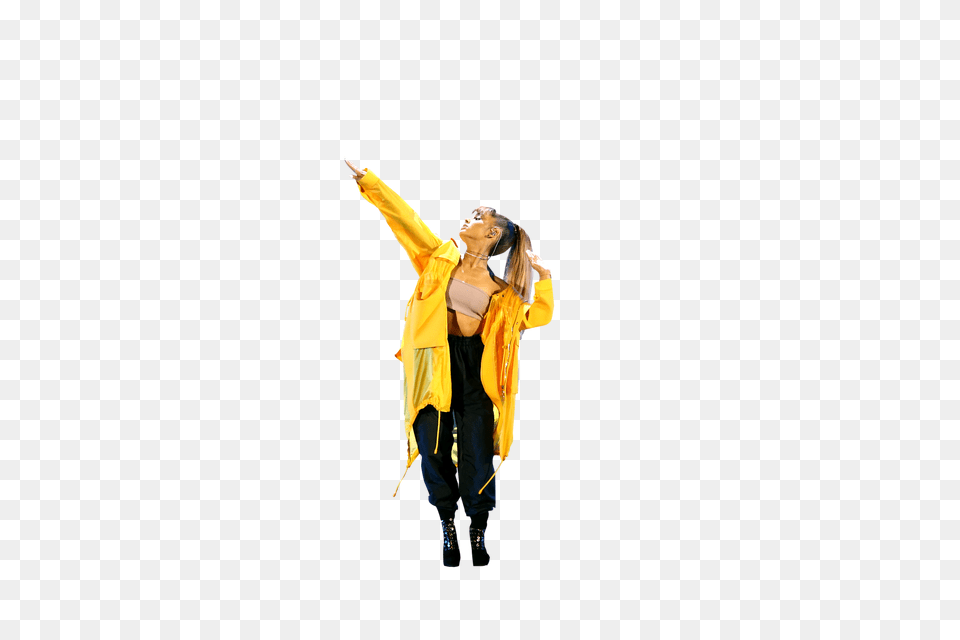 Ariana Grande In Yellow Dress On Stage Image, Clothing, Coat, Teen, Female Free Transparent Png