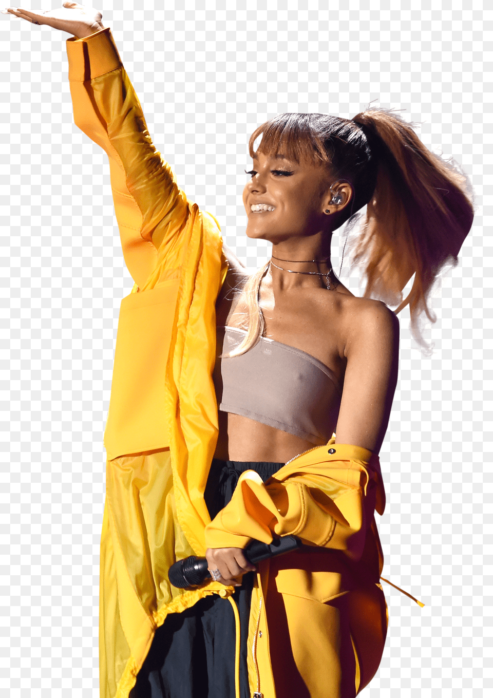 Ariana Grande In Yellow Dress On Stage Image Ariana Grande Pokies Free Png