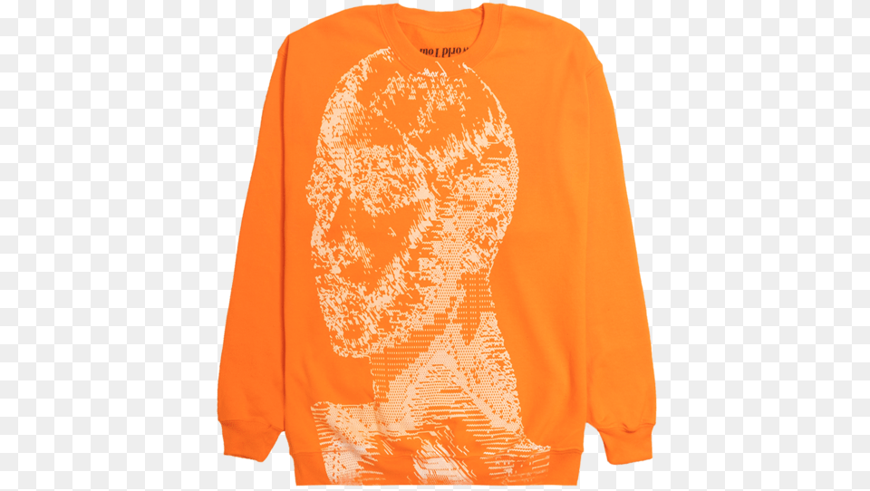 Ariana Grande Orange Pixel Silhouette Crewneck, Sweatshirt, Clothing, Knitwear, Long Sleeve Png