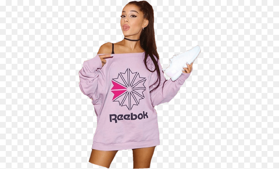 Ariana Grande Reebok And Ariana Image Ariana Grande Reebok Shoes, Long Sleeve, Clothing, T-shirt, Sleeve Png