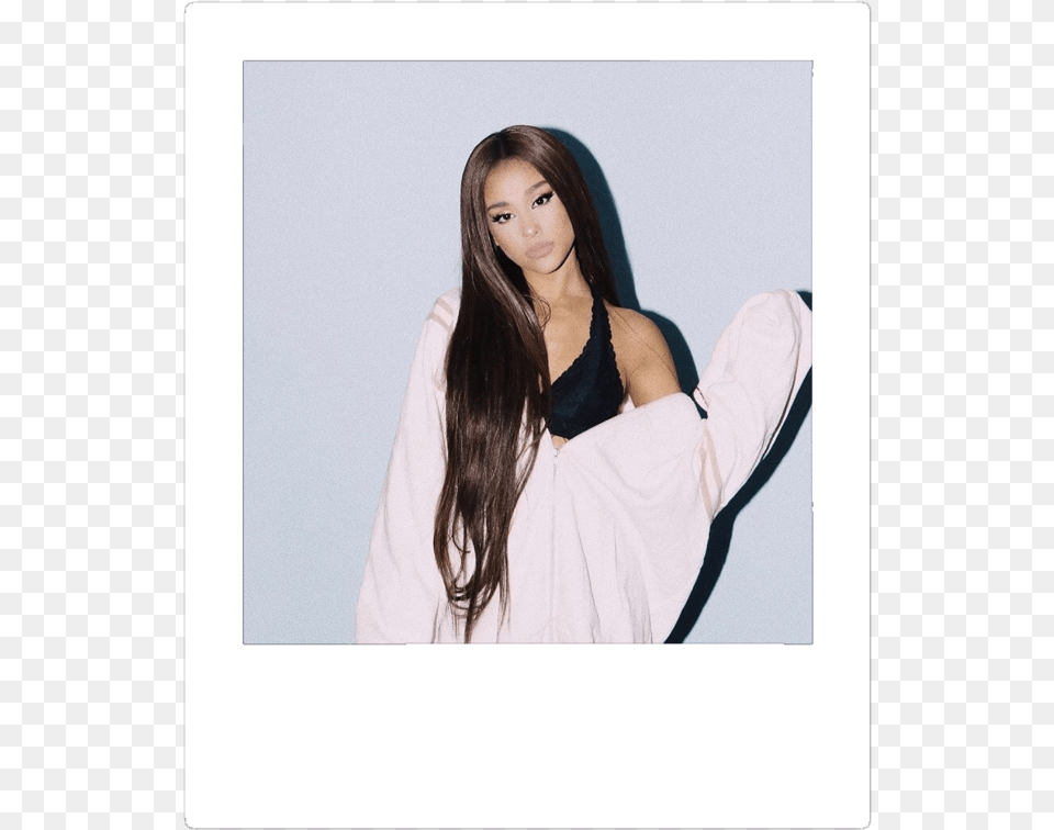 Ariana Grande White Tumblr Polaroid Square Photo Ariana Grande Model, Long Sleeve, Person, Head, Photography Png