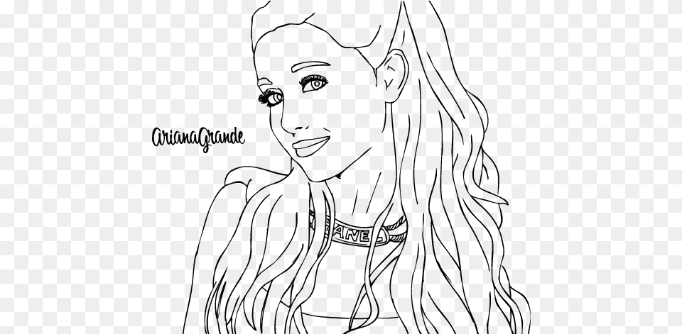 Ariana Grande With Necklace Coloring, Gray Png Image