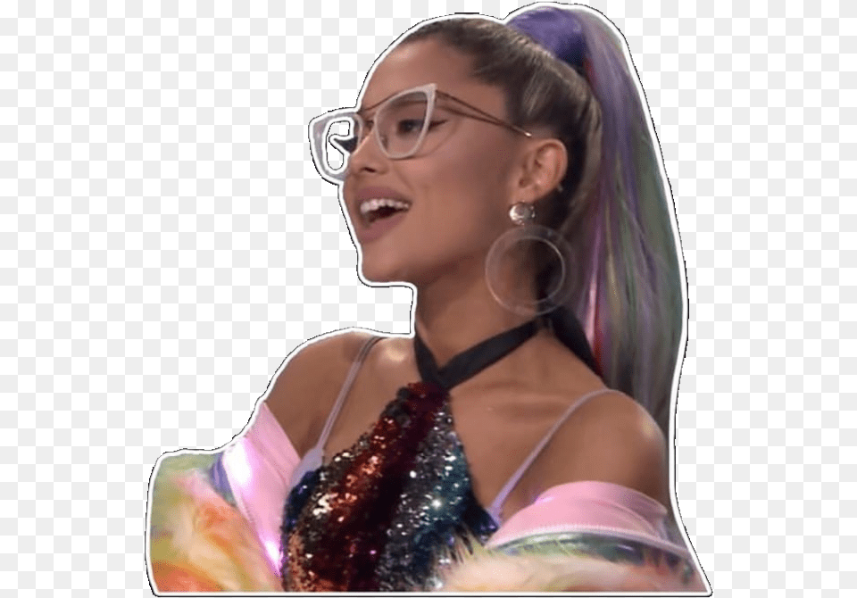 Arianagrande Ariana Grande Cute Rainbow Crazy Ariana Grande With Glasses, Accessories, Smile, Person, Jewelry Free Png
