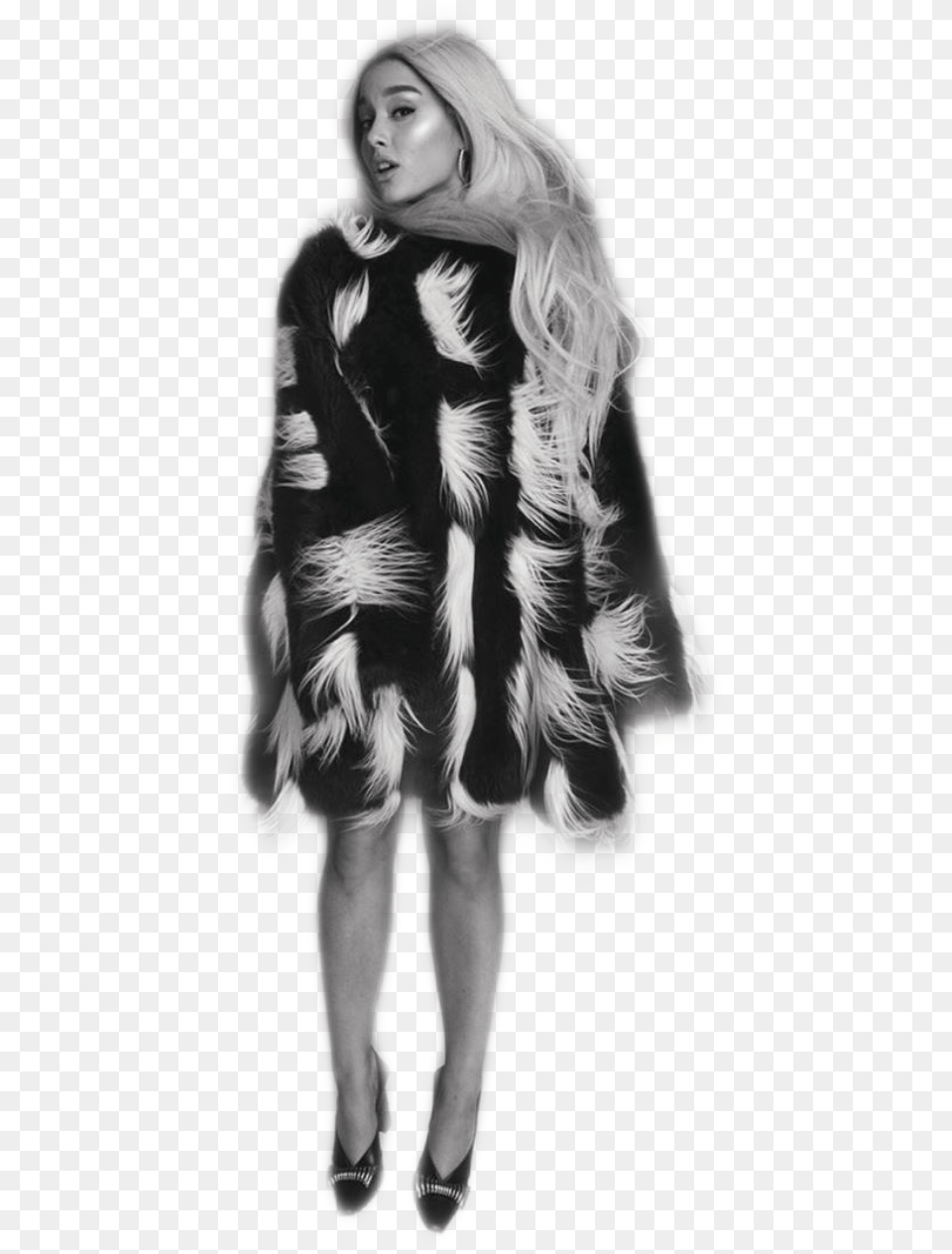 Arianagrande Ariana Grande Model Black White Fur Clothing, Fashion, Adult, Person, Female Free Transparent Png