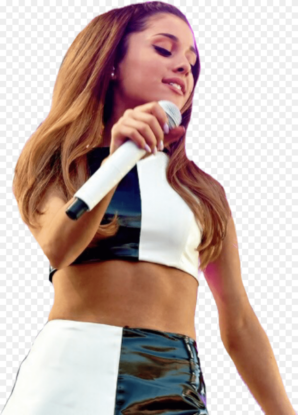 Arianagrande Ariana Grande Problem 2014 Black Ariana Grande White Microphone, Solo Performance, Electrical Device, Person, Performer Png