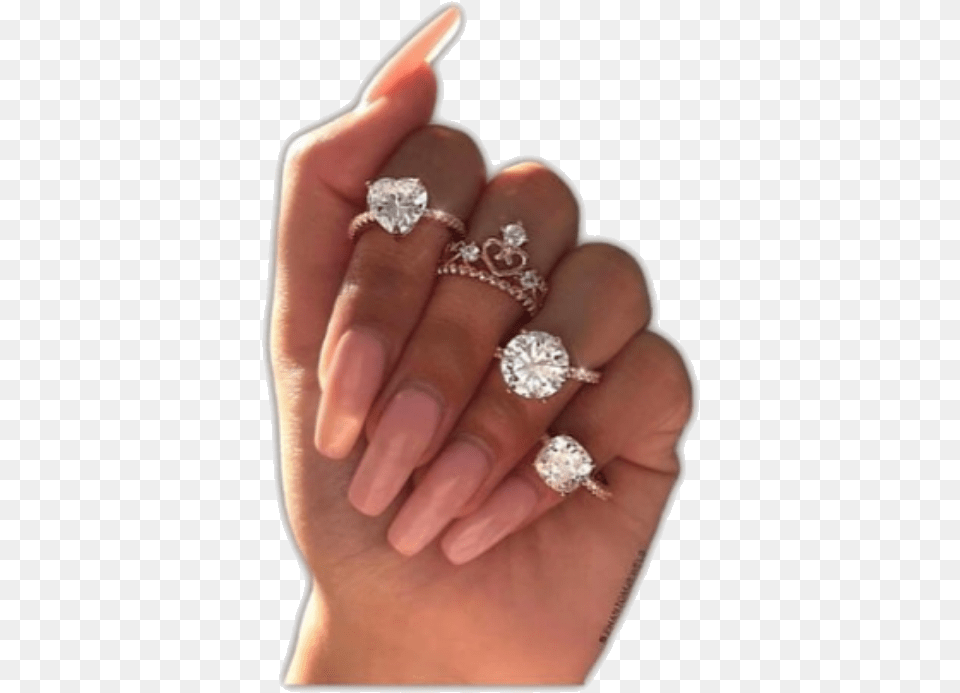 Arianagrande Hand Rich Diamond Ring On Every Finger, Accessories, Person, Jewelry, Gemstone Png Image