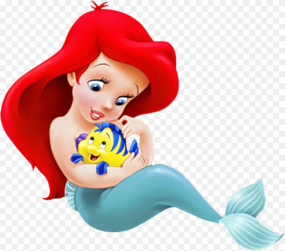 Ariel Amp Flounder The Little Mermaid Baby Ariel Disney, Clothing, Doll, Hat, Toy Free Png Download