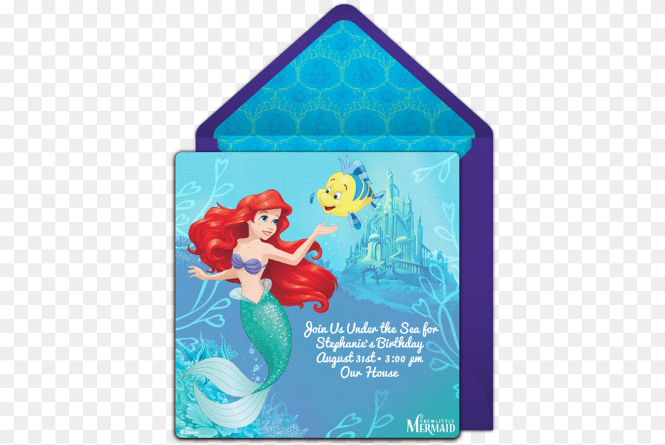 Ariel And Flounder, Envelope, Greeting Card, Mail, Adult Png Image