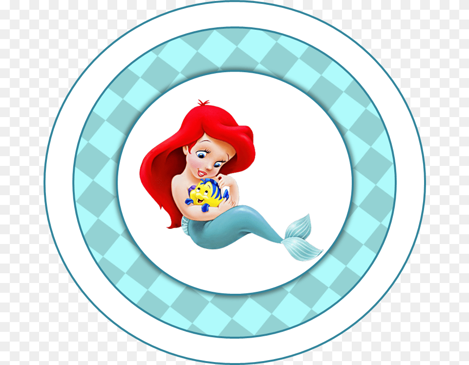 Ariel And Flounder Toppers Or Printable Candy Little Mermaid Baby Ariel, Face, Head, Person, Doll Free Png Download
