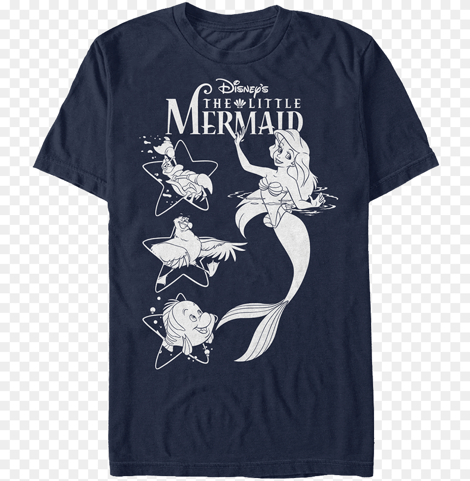 Ariel And Friends Little Mermaid T Shirt Little Mermaid, T-shirt, Clothing, Person, Head Png
