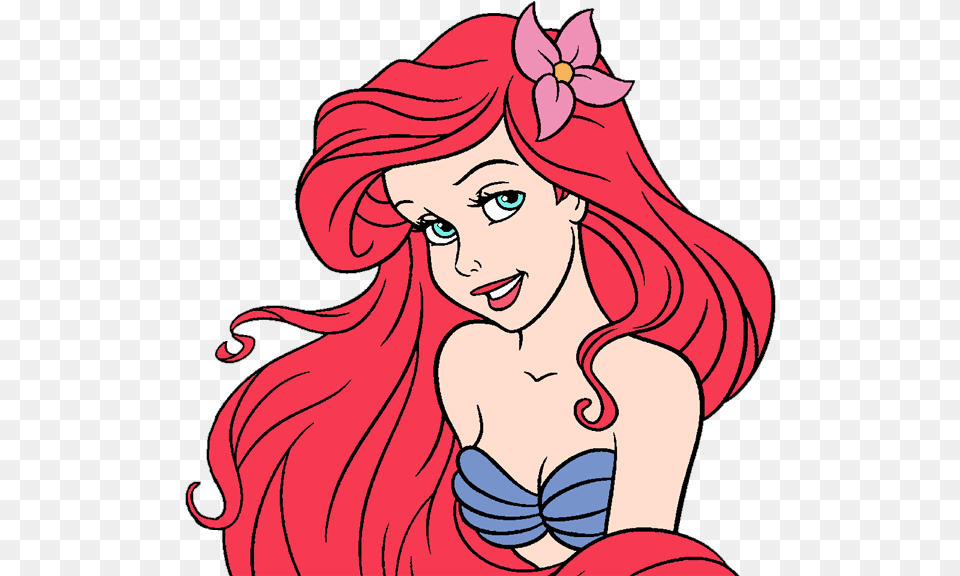 Ariel Clip Art Disney Galore With Flower Little Mermaid Ariel Flower, Book, Comics, Publication, Adult Free Png Download