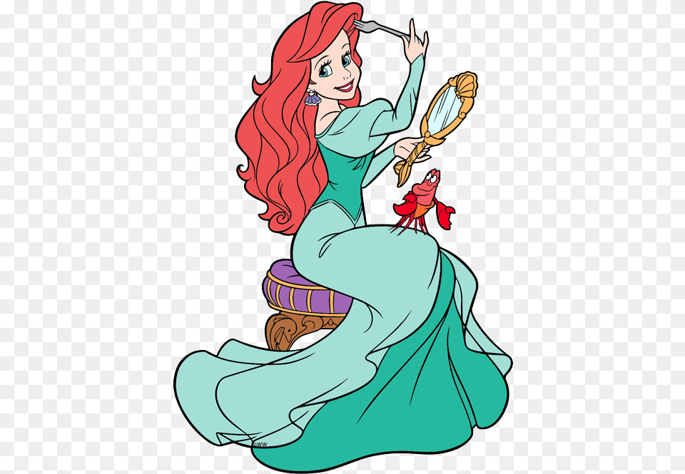 Ariel Clipart Line Little Mermaid Combing Hair, Adult, Person, Female, Woman Free Transparent Png
