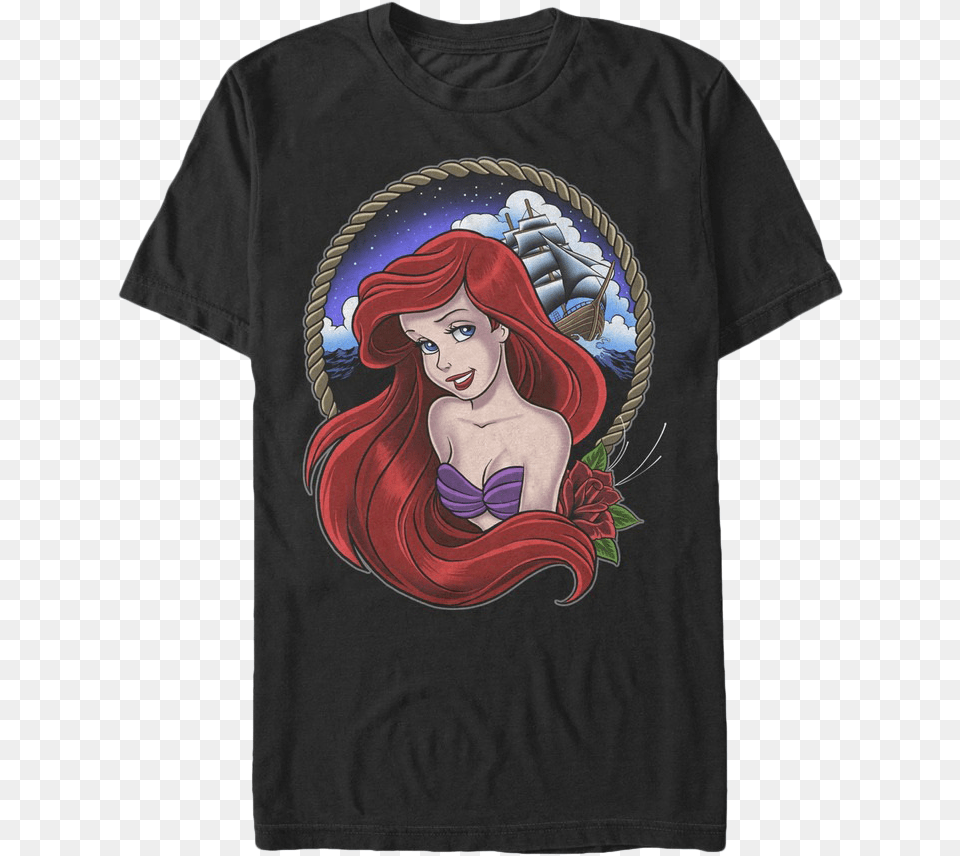 Ariel Little Mermaid Shirt Polera De Ariel La Sirenita, Clothing, T-shirt, Person, Face Free Png Download