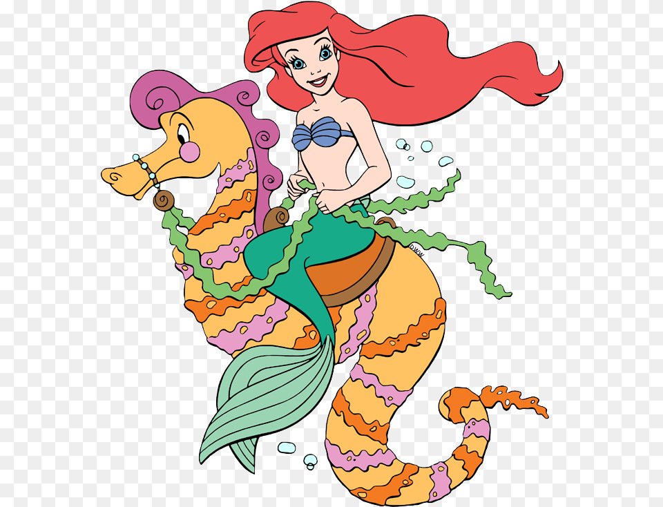 Ariel Riding A Seahorse, Baby, Face, Head, Person Free Png