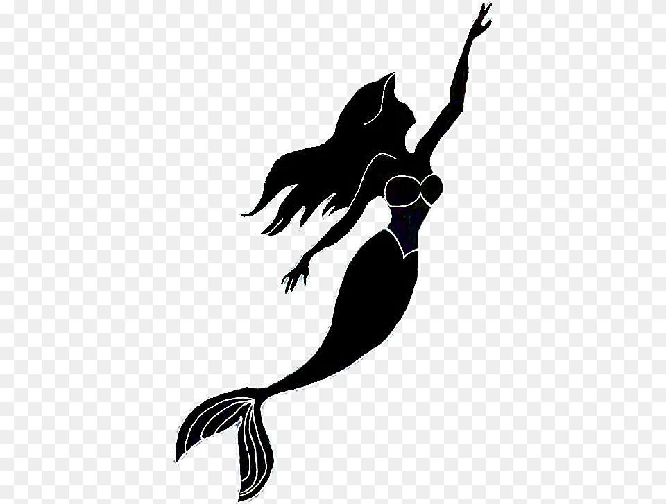 Ariel The Little Mermaid Silhouette Transparent The Little Mermaid Silhouette, Leisure Activities, Person, Sport, Swimming Png Image