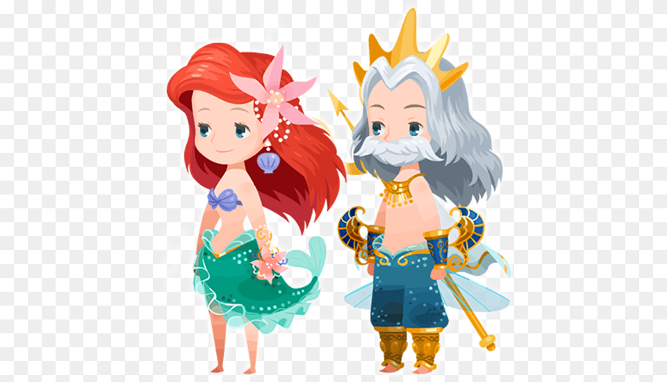 Ariel Triton Past Boardspng Kingdom Hearts Xux Media Kingdom Hearts Union X Ariel, Book, Comics, Publication, Baby Free Png